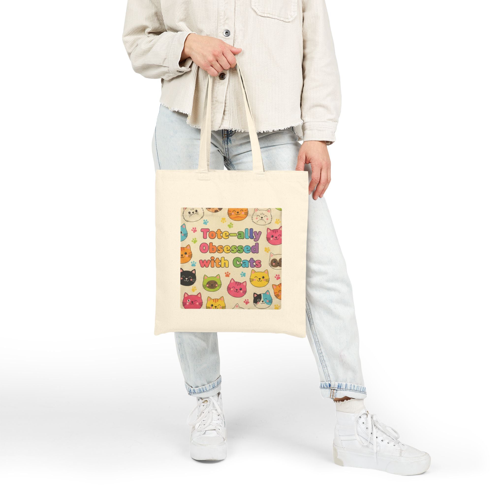 Tote-ally Obsessed with Cats Cute Colorful Tote