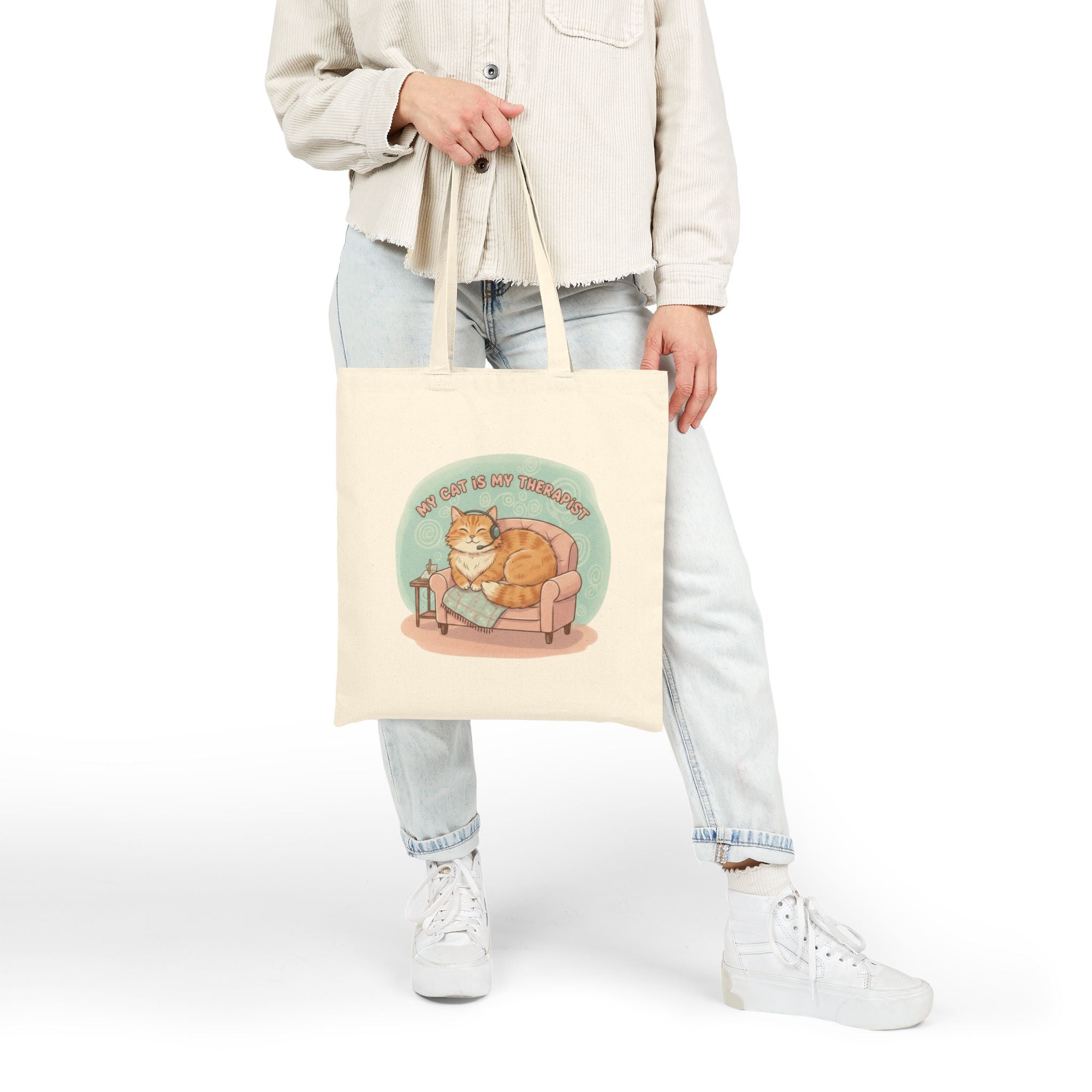 My Cat Is My Therapist Tote Bag