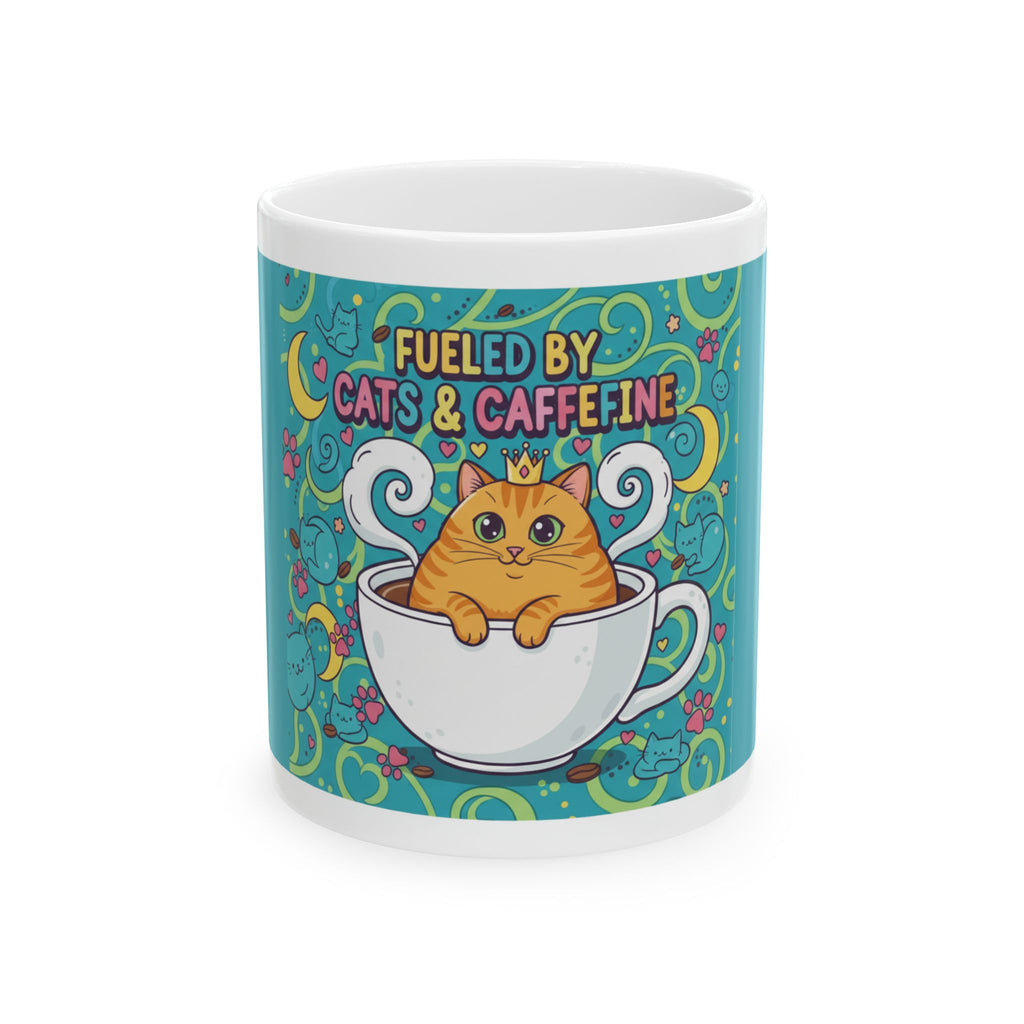 Fueled by Cats & Caffeine Ceramic Mug, (11oz, 15oz)