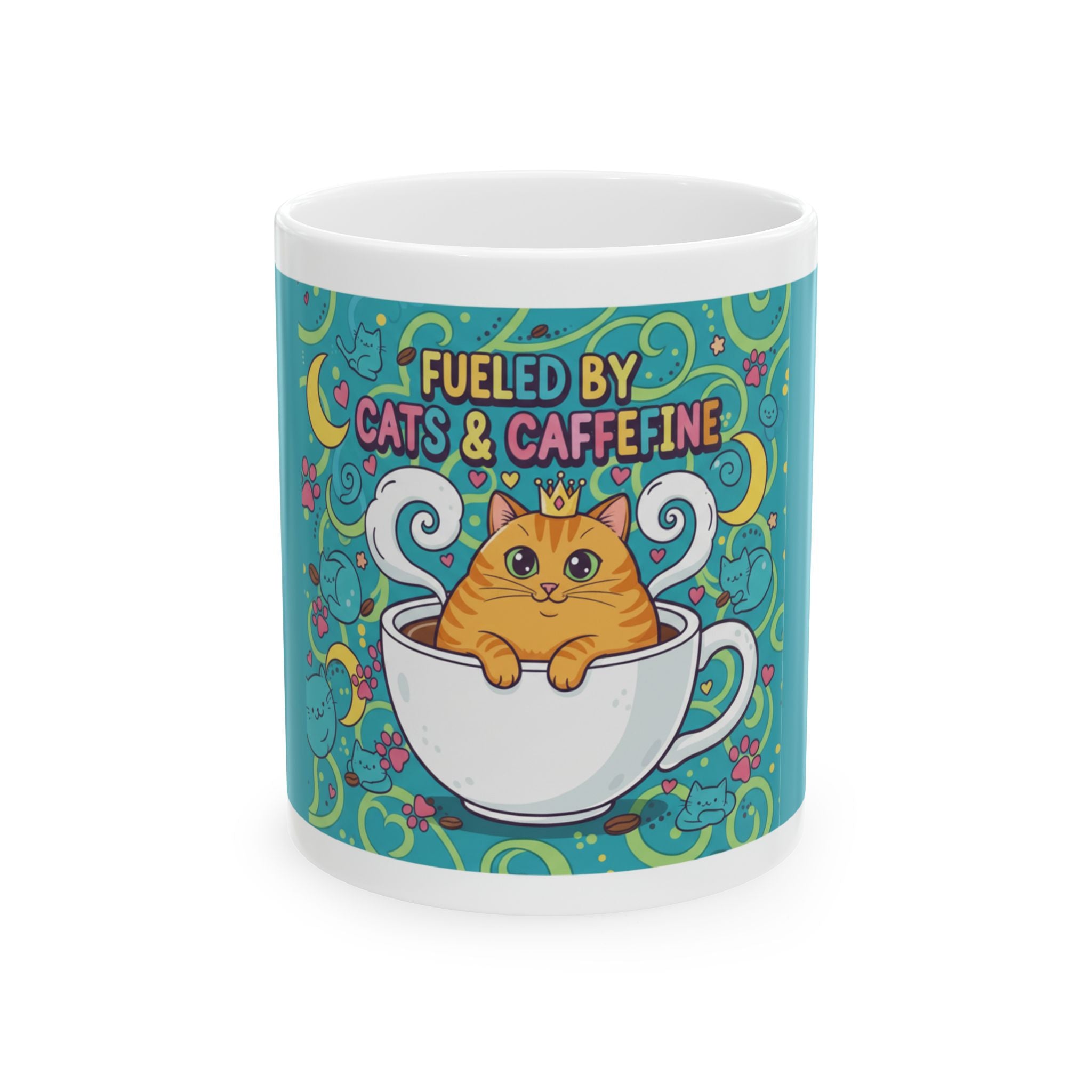 Fueled by Cats & Caffeine Ceramic Mug, (11oz, 15oz)