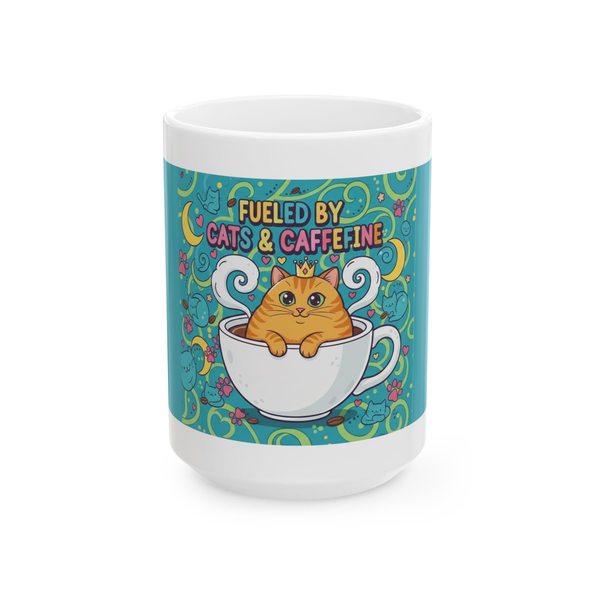Fueled by Cats & Caffeine Ceramic Mug, (11oz, 15oz)