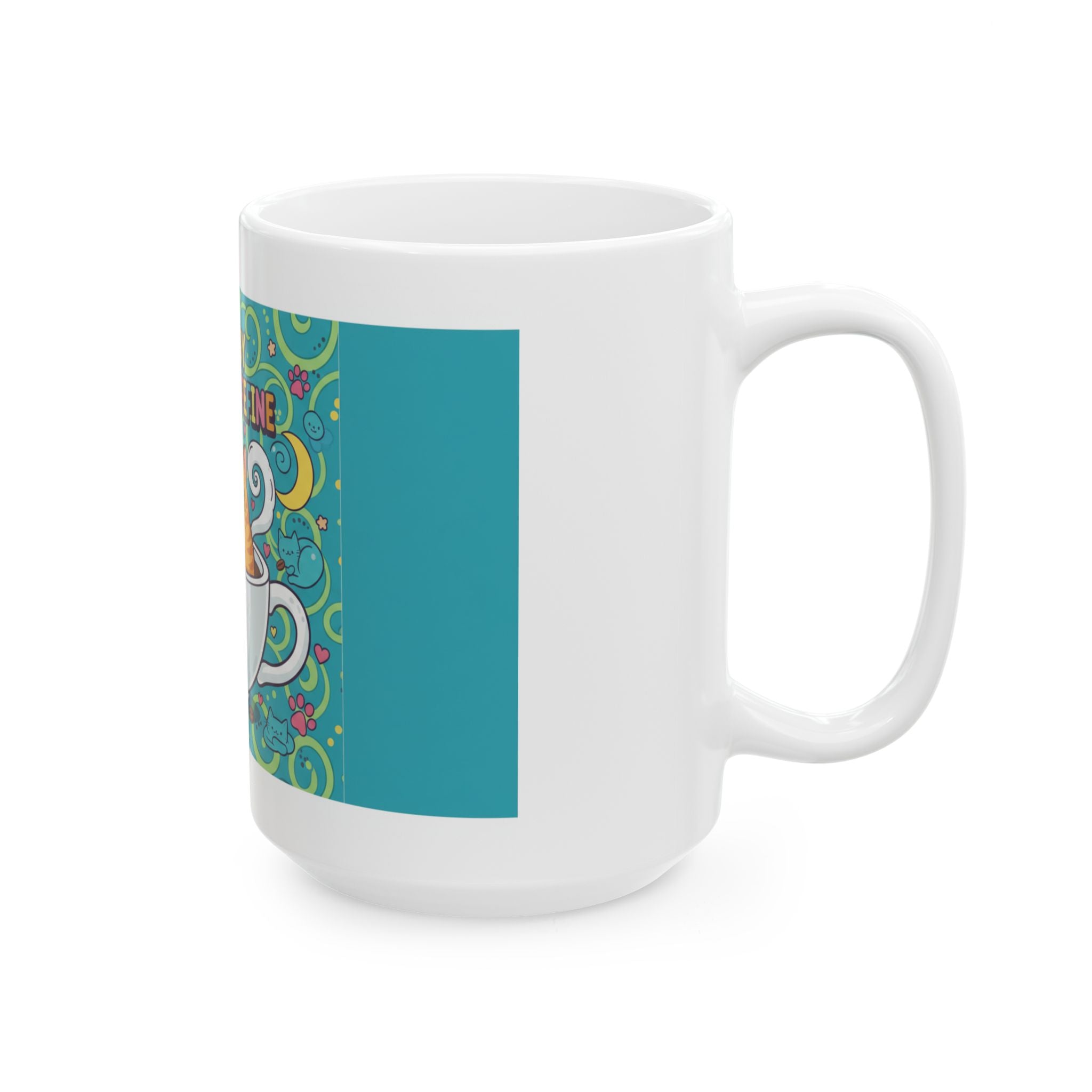 Fueled by Cats & Caffeine Ceramic Mug, (11oz, 15oz)