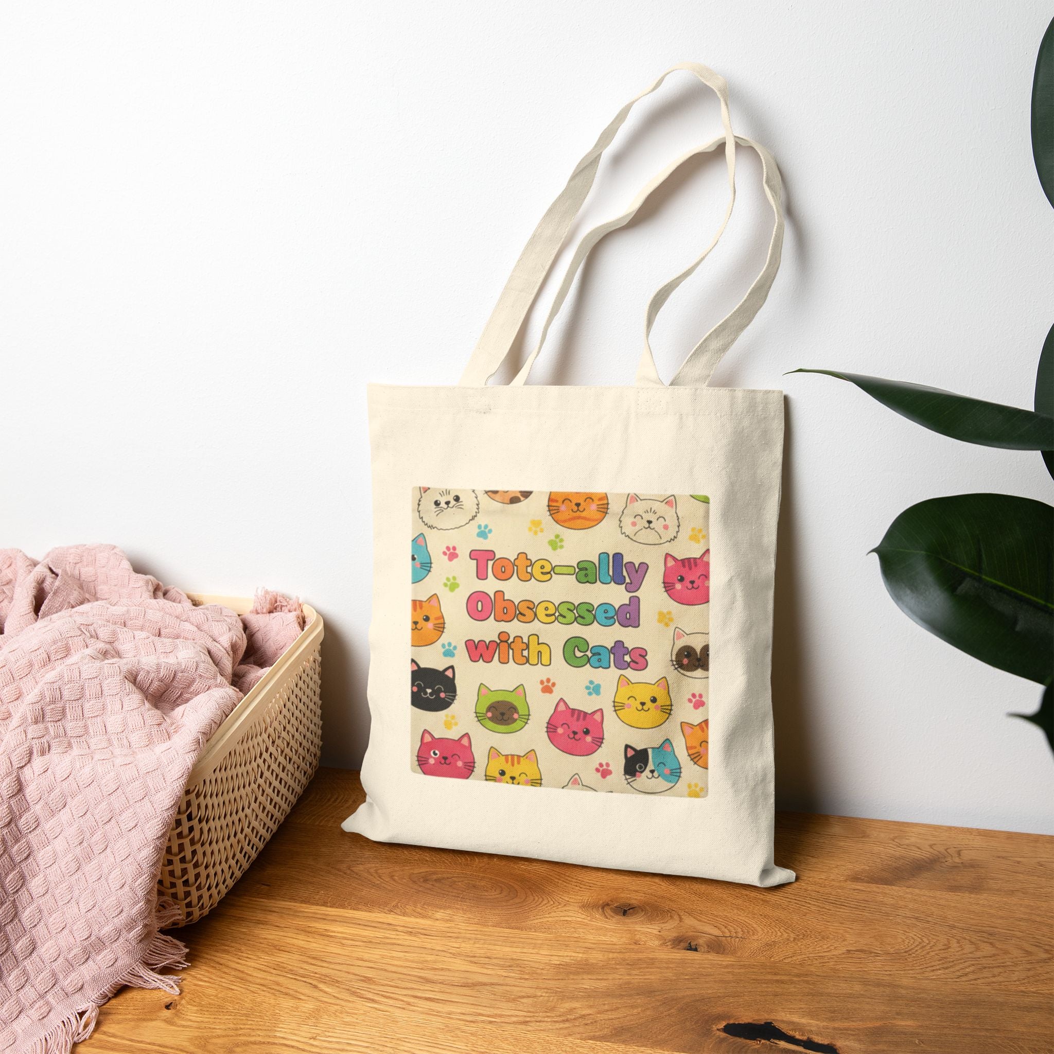Tote-ally Obsessed with Cats Cute Colorful Tote