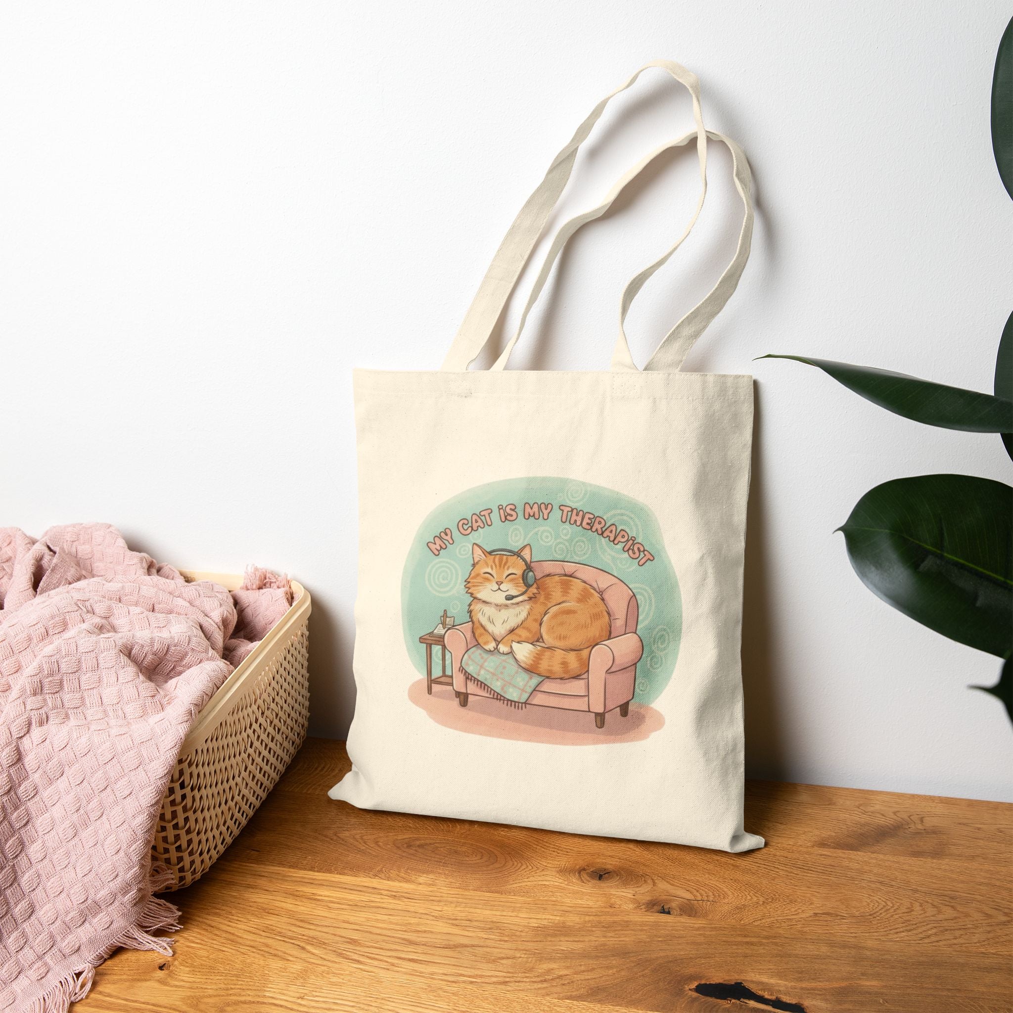 My Cat Is My Therapist Tote Bag